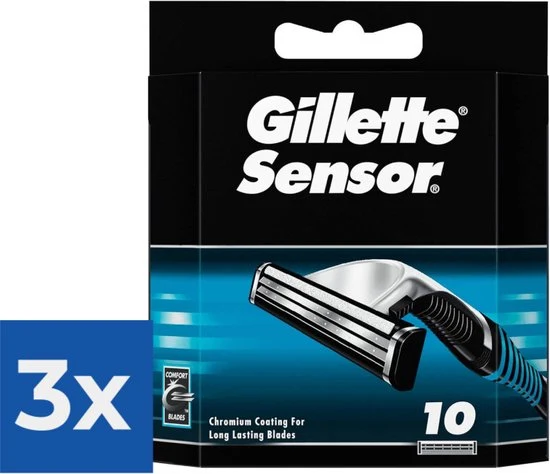 Gillette Sensor Scheermesjes Voor Mannen - 10 Navulmesjes - 3 stuks