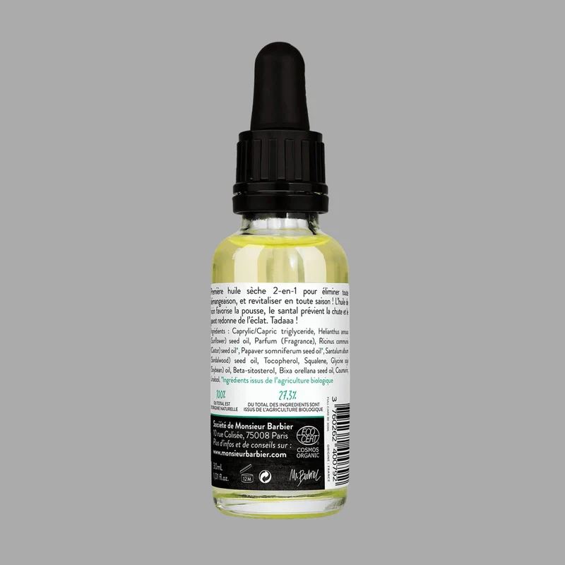 Huile sèche certifiée BIO Barbe & Cheveux - FULL CARE BLACK EDITION - 30mL