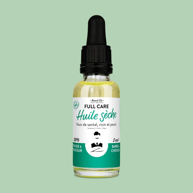 Huile sèche certifiée BIO à Barbe & Cheveux - FULL CARE - 30mL