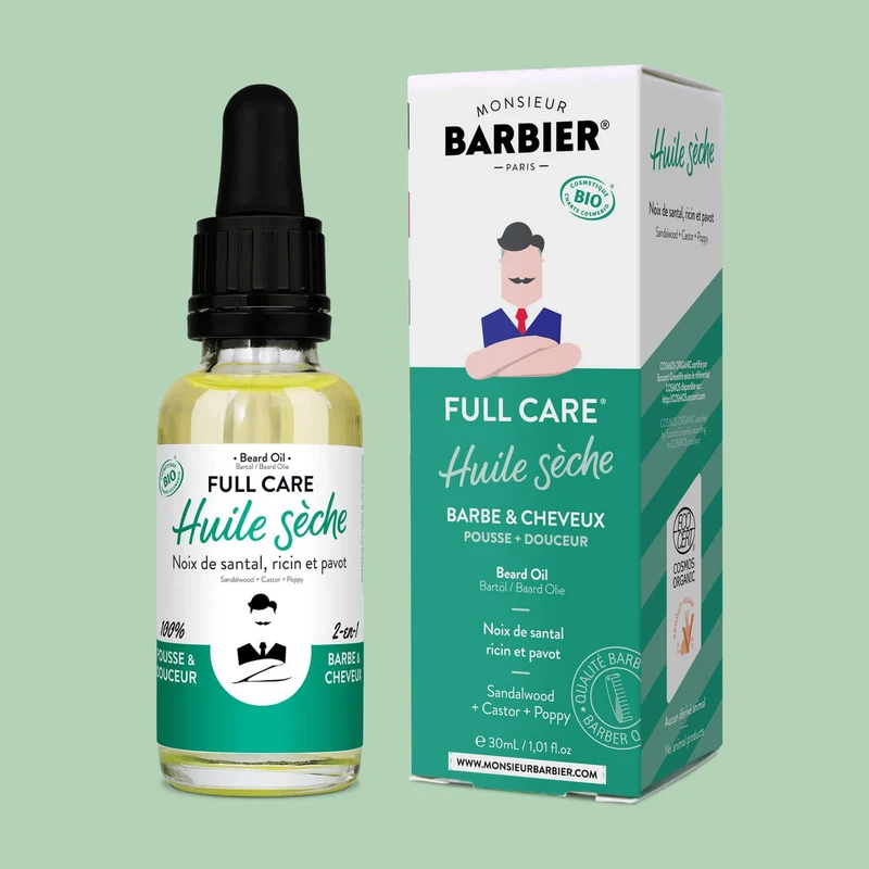Huile sèche certifiée BIO à Barbe & Cheveux - FULL CARE - 30mL