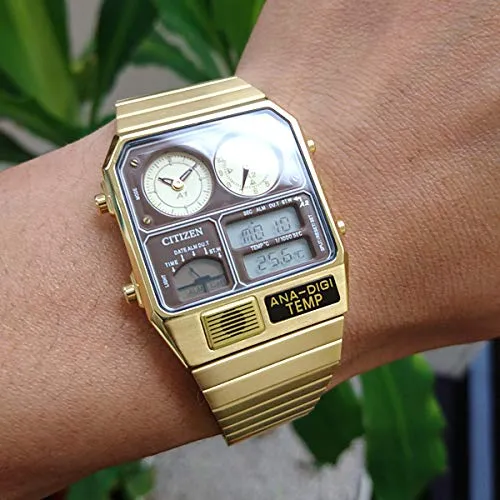 CITIZEN RECORD LABEL Ana-Digi Temp Reissue Watch Gold JG2103-72X
