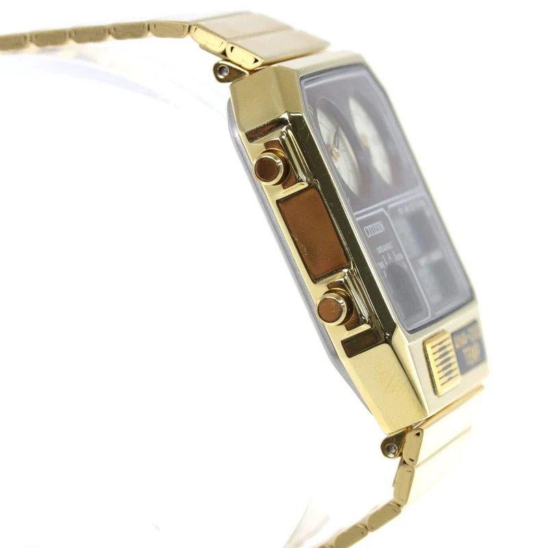 CITIZEN RECORD LABEL Ana-Digi Temp Reissue Watch Gold JG2103-72X