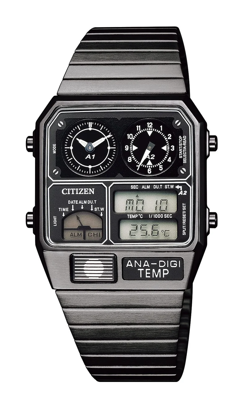 CITIZEN RECORD LABEL Ana‑Digi Temp Reissue Black Watch JG2105-93E