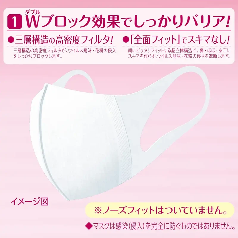 Unicharm 3D Standard White Face Mask Small 30 Ct Breathable Protection