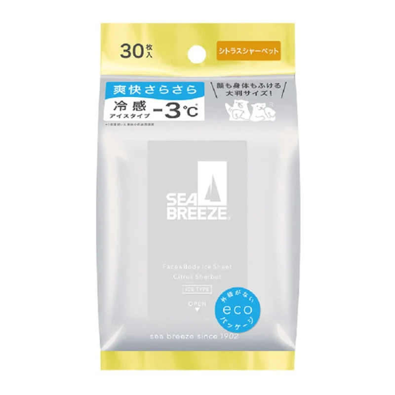 Sea Breeze Cooling Body Wipes Citrus Sherbet Scent 30 Sheets Deodorant
