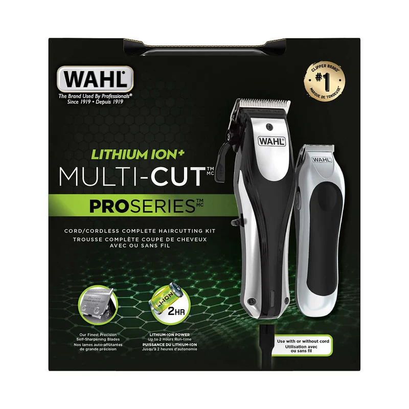 WAHL - Trousse Complète de Coupe de Cheveux Avec ou Sans Fil Multi-Cut Lithium Ion + ProSeries
