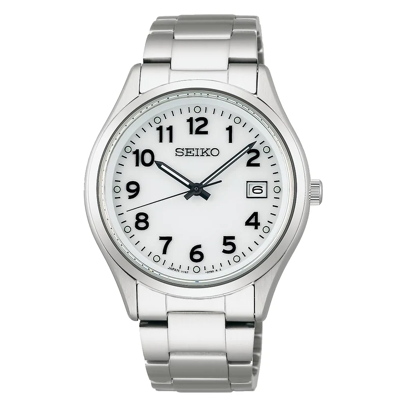 SEIKO Watch Men's Solar Full Arabic S Series SBPX153 Silver