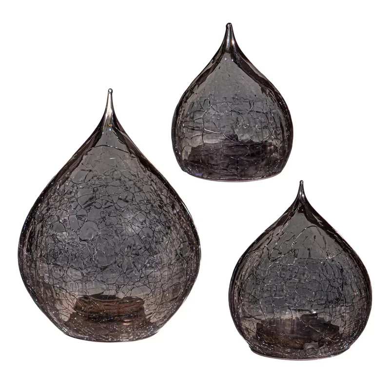 EVERGREEN - Ensemble de 3 Gouttes de Pluie en Verre à DEL