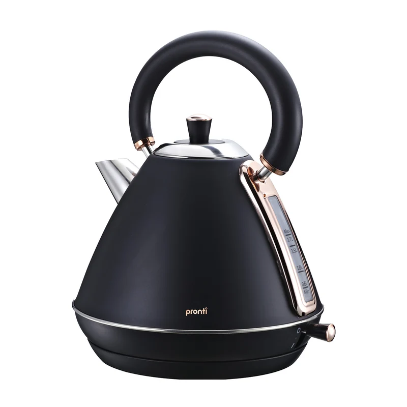 Pronti Rose Trim Collection Toaster & 1.7L Kettle Stainless Steel Bundle (Black)