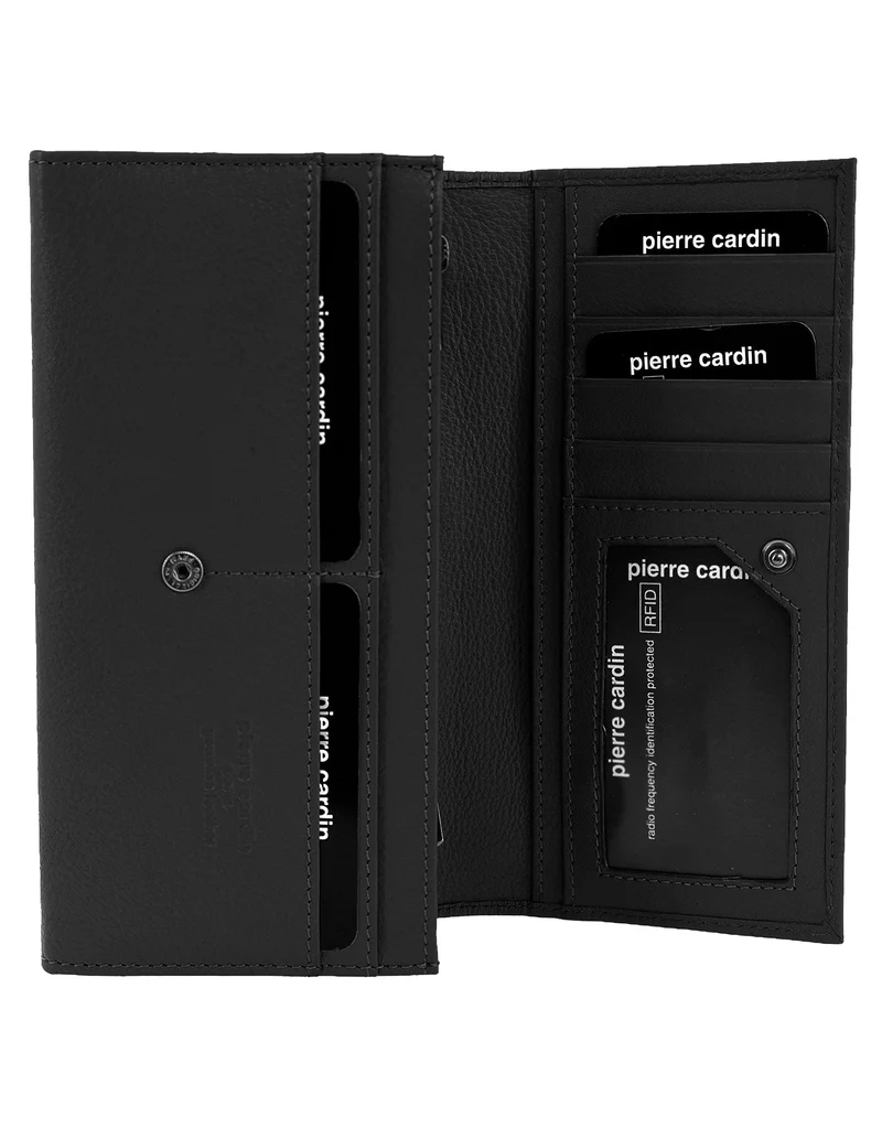 Pierre Cardin Women's Rustic Leather Protected RFID Wallet 19cm Black