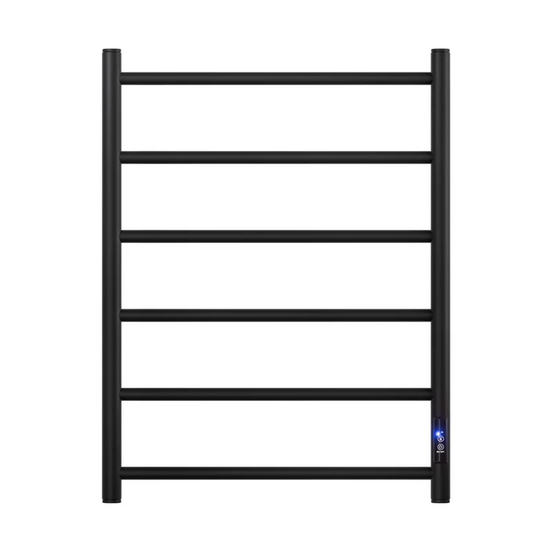 Devanti Heated Towel Rail 6 Round Bars with Timer Electric Heater Warmer Rack