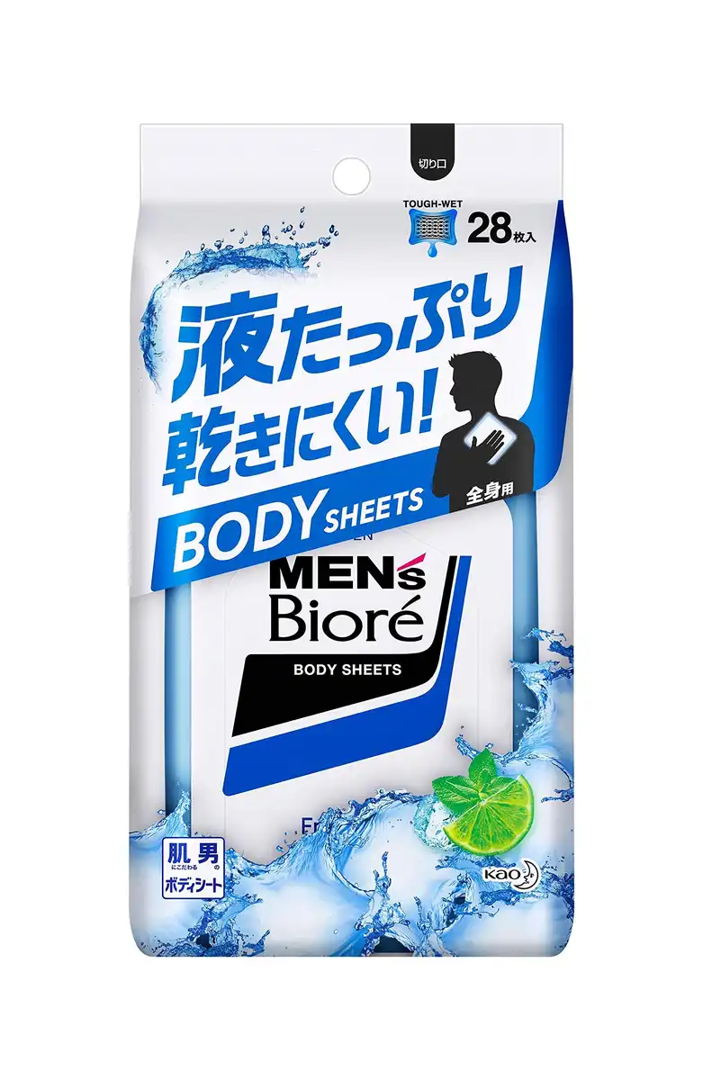 Men's Biore Body Sheets 28 Count for Refreshing Clean
