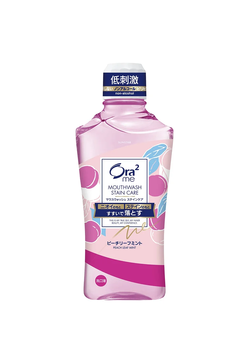 Ora2 Stain Clear Peach Mouthwash 450ml - Deep Rinse for Bright Teeth