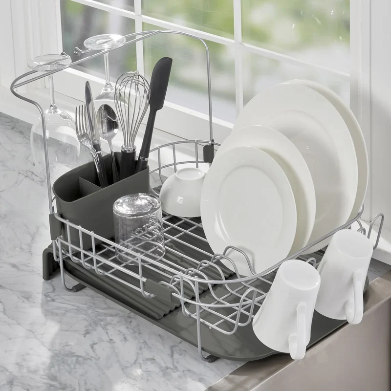 KITCHENAID - Égouttoir à Vaisselle Extensible avec Support pour Verres à Pied