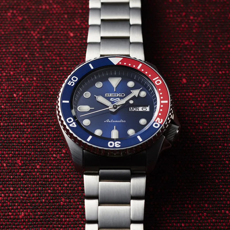 Seiko 5 Sports SBSA003 Men's Automatic Watch Blue Dial Blue/Red Bezel