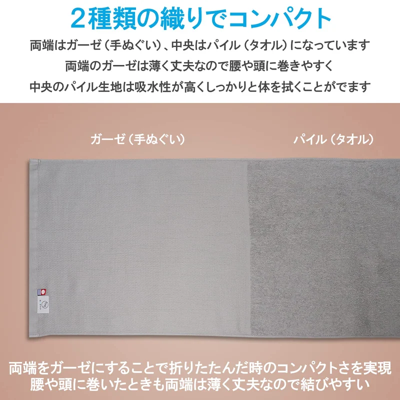 Imabari Sauna Imabari Sauna Towel Set 2 Large Quick-Dry Towels Gray