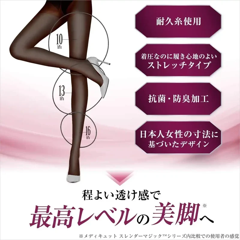 Mediqtto Slender Magic Sheer Tights ML Compression Stockings for Leg Support