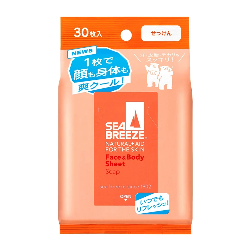 Seabreeze Face and Body Sheets 30 Count Soap Scented Ultra-Soft Wipes