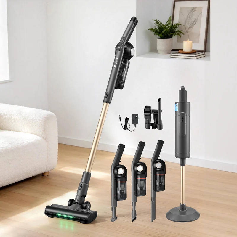 Devanti Cordless Vacuum Cleaner with Auto-Empty Dust Station 18kPa Suction (Grey)