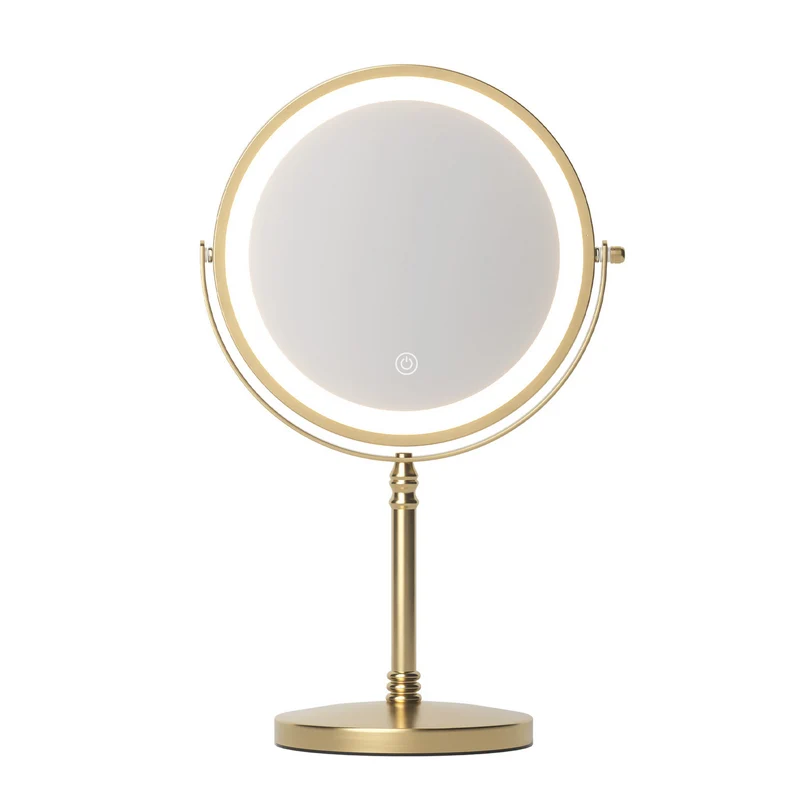 Embellir Lighted Makeup Mirror Rotation 10X Magnifying Double Sided Tabletop Gold
