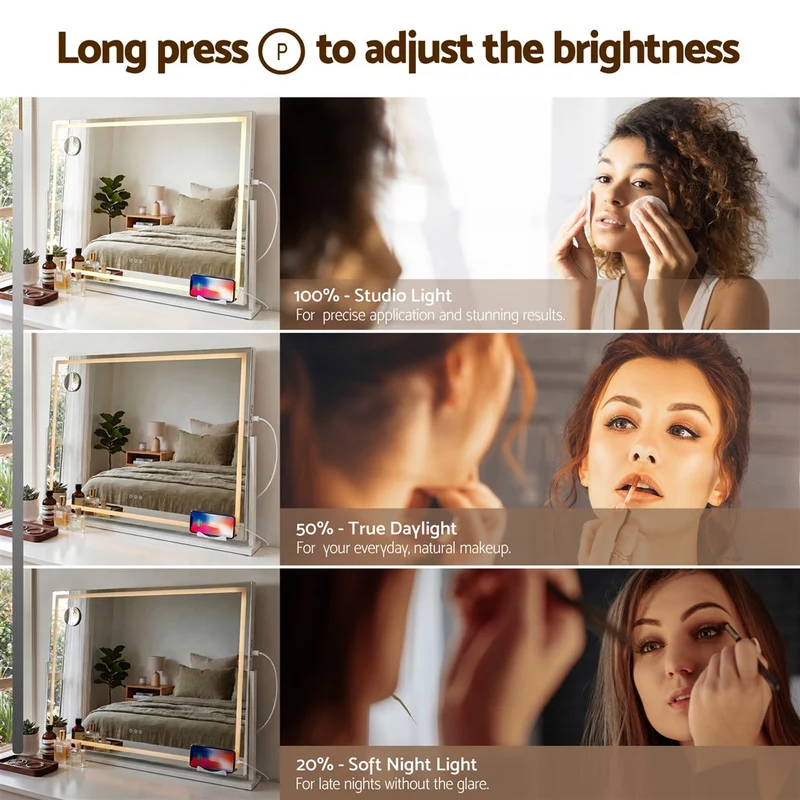 Embellir 100x70cm Makeup Mirror 360 degree Rotatable Vanity Mirror 10x magnifing