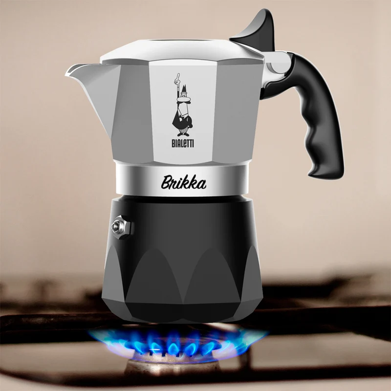 Bialetti Brikka 2 Cup Espresso Maker - Silver and Black