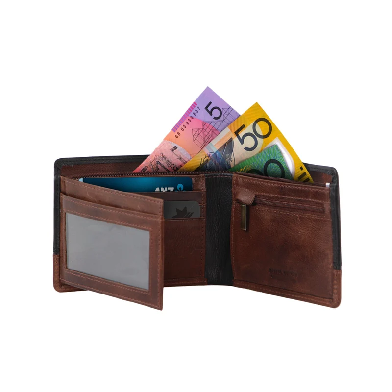 Pierre Cardin Men's Leather Tri-Fold RFID Protected Wallet 12cm Black Cognac