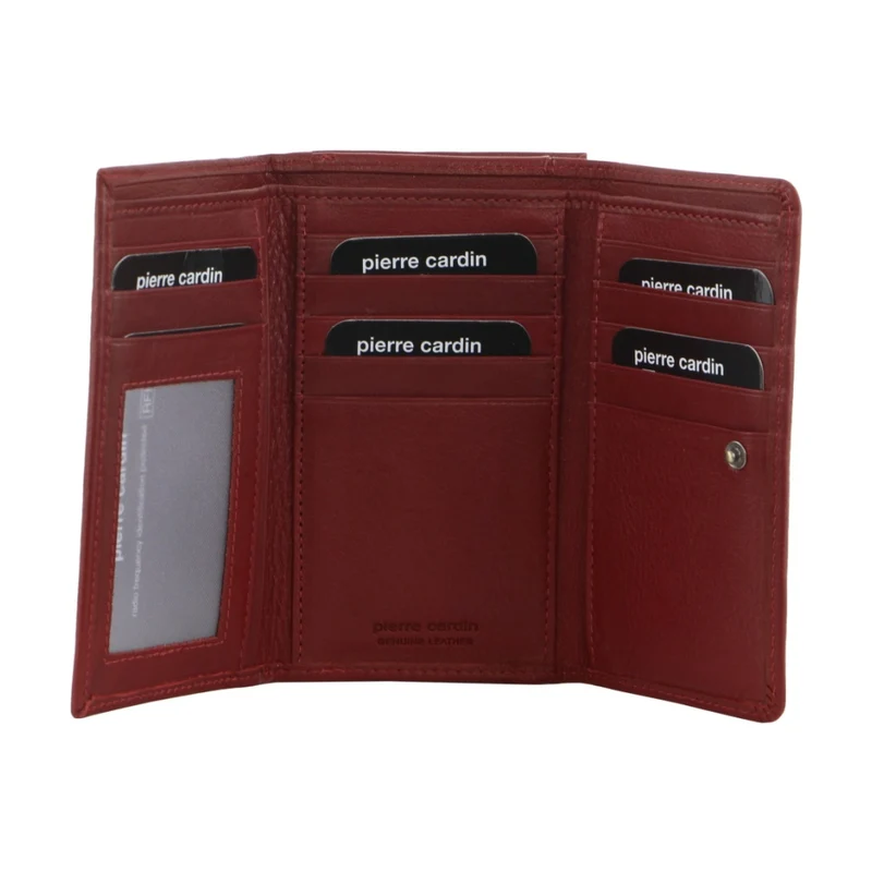 Pierre Cardin Women's Leather Tri-Fold Protected RFID Wallet 14cm Red