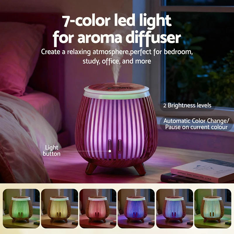 Devanti Ultrasonic Aroma Diffuser Aromatherapy 140ml LED Lights Iron Humidifier Forest Deep Wood