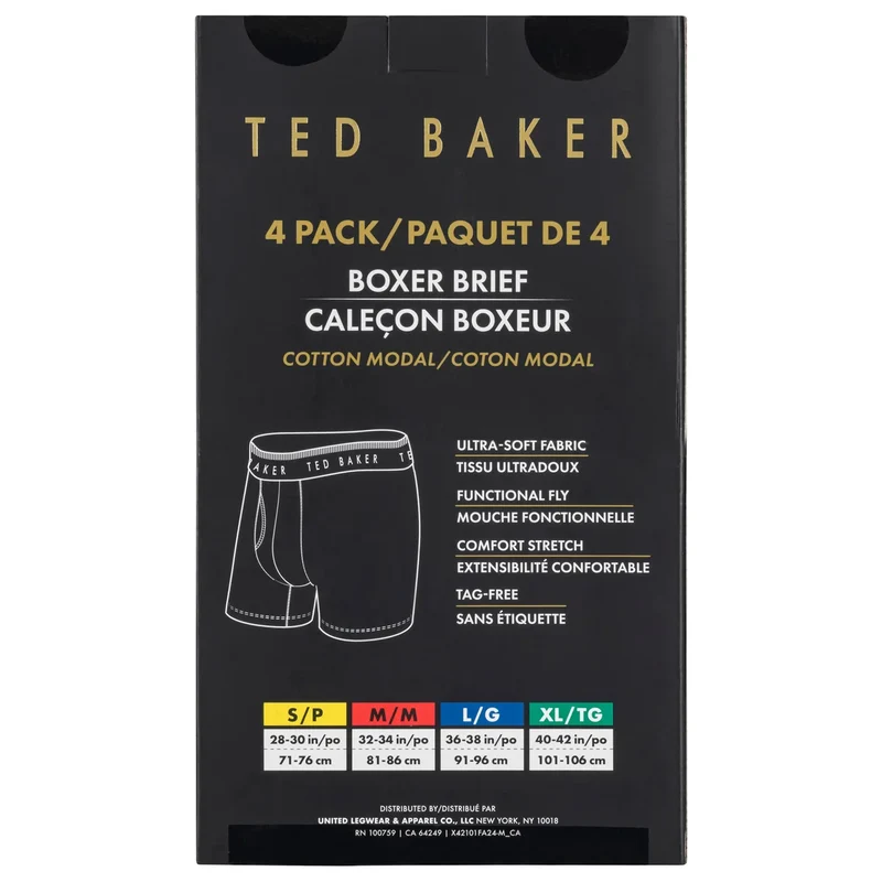 TED BAKER - Paquet de 4 Caleçon Boxeur pour Homme