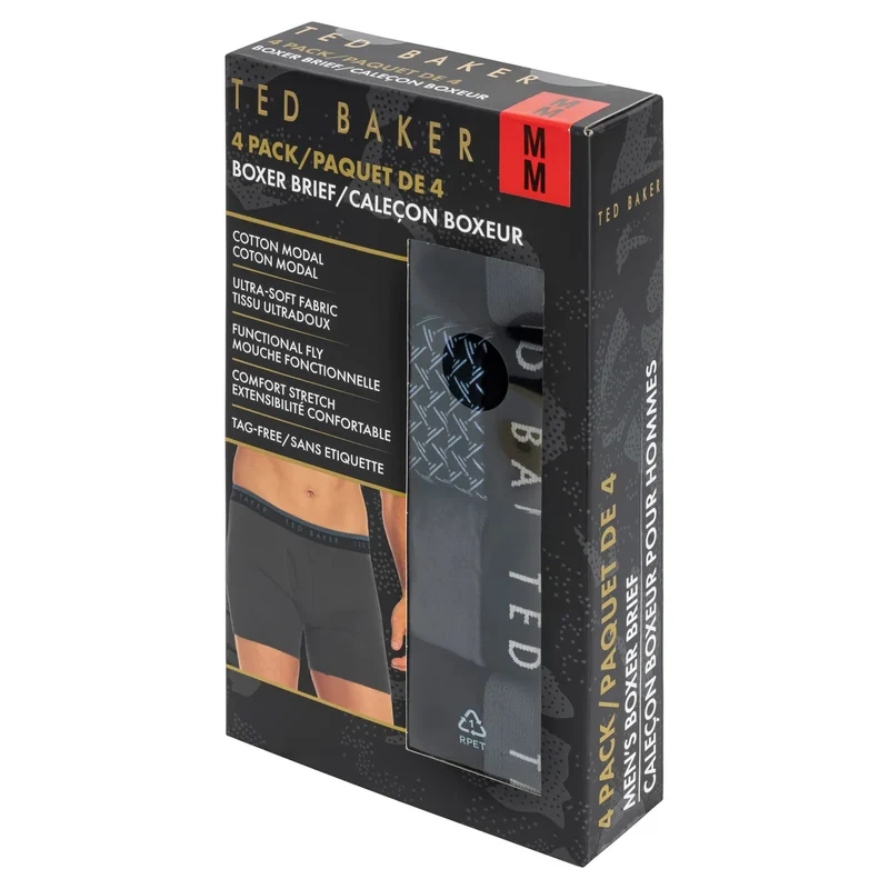 TED BAKER - Paquet de 4 Caleçon Boxeur pour Homme