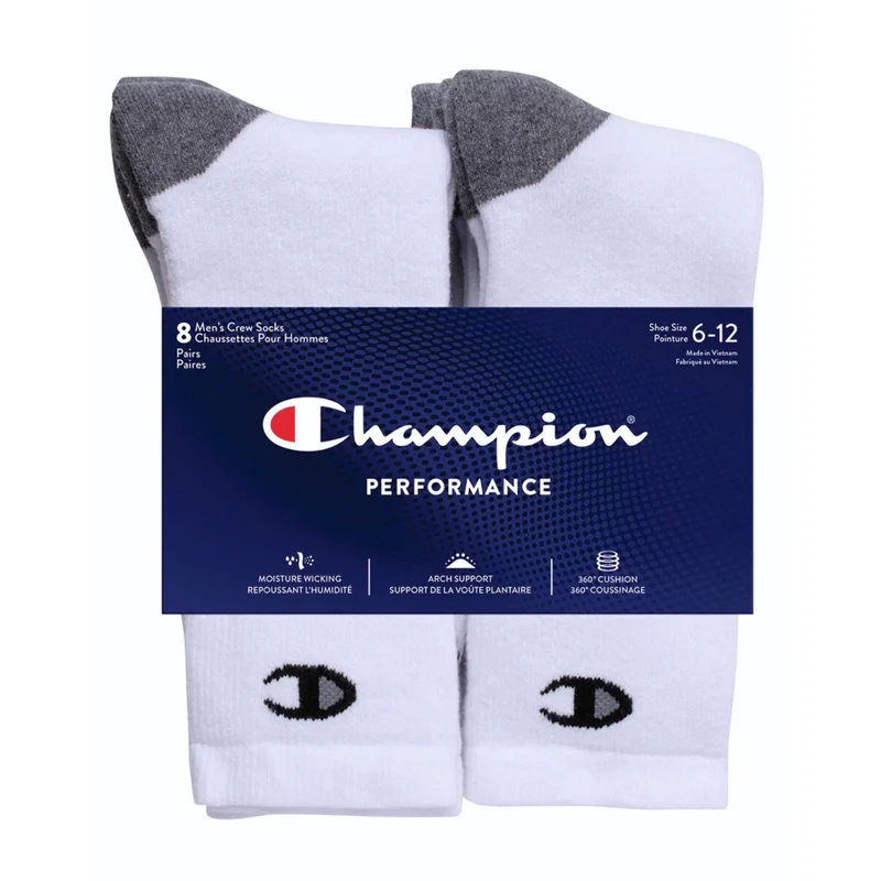 CHAMPION - Paquet de 8 Paires de Chaussettes Performance pour Homme