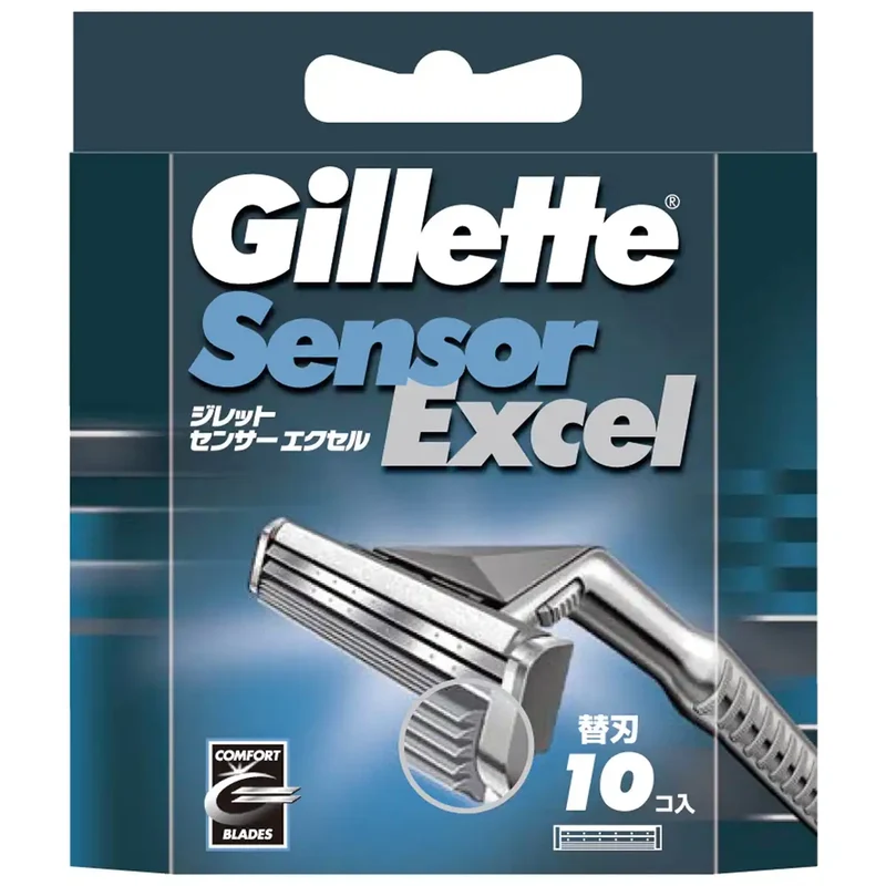 Gillette Sensor Excel Replacement 10 Spare Blades Shaver Razor Japan Men'S