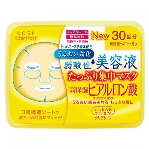 Kose Clear Turn Hyaluronic Acid Essence Facial Mask 30 Sheets