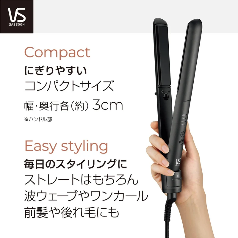 Vidal Sassoon Straight Hair Iron AC100-240V Negative Ion 4 Temperature Settings VSI-1027 KJ Black