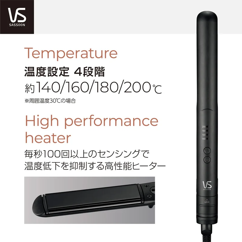 Vidal Sassoon Straight Hair Iron AC100-240V Negative Ion 4 Temperature Settings VSI-1027 KJ Black