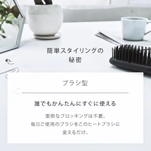 SALONIA Straight Heat Brush Slim Ceramic Coating Max 210C SL-012BKS Black 50W AC100-240V