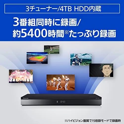 Panasonic DIGA DMR-4T403 4TB 3-Tuner 4K Blu-ray Recorder w/ 3-Channel Recording