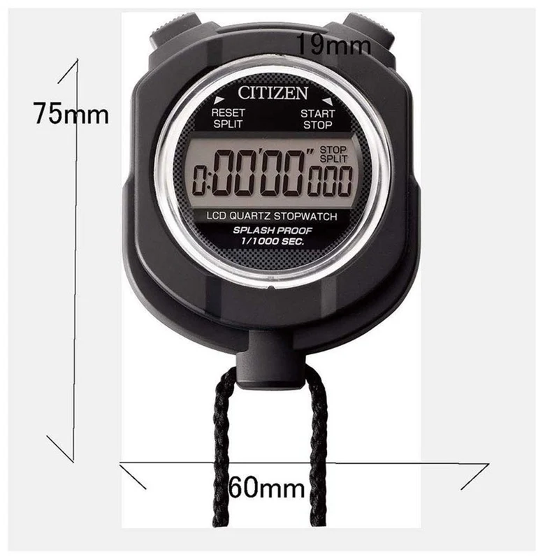 CITIZEN RHYTHM Digital Stopwatch 8RDA55-002 Water-Resistant Black