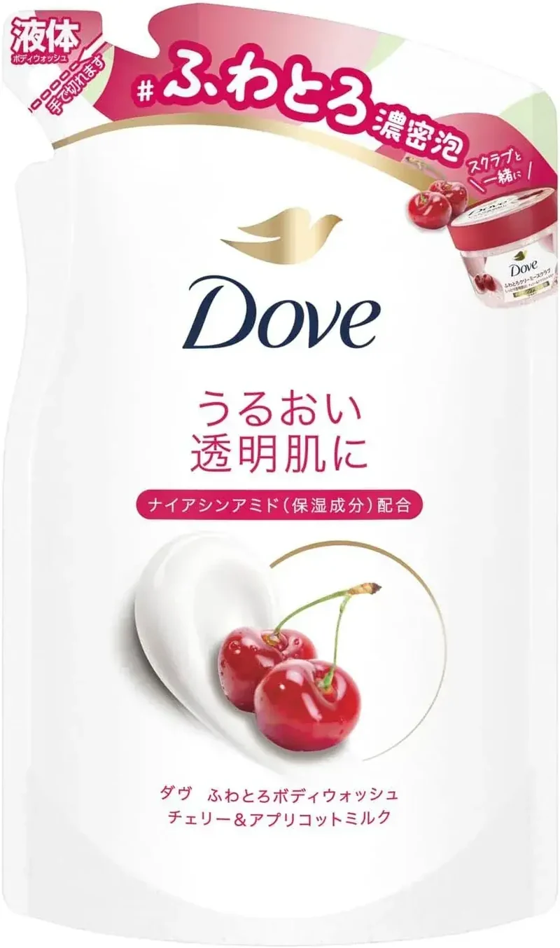 Dove Cherry Apricot Milk Body Cleanser Refill 12.6 oz Gentle Wash
