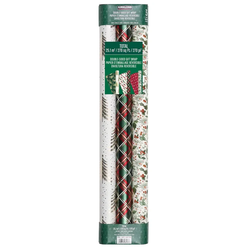 KIRKLAND SIGNATURE - Ensemble de 3 Rouleaux de Papier d'Emballage Réversible