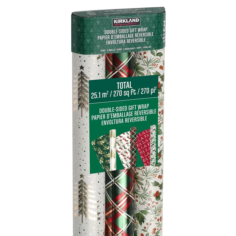 KIRKLAND SIGNATURE - Ensemble de 3 Rouleaux de Papier d'Emballage Réversible