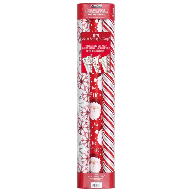 KIRKLAND SIGNATURE - Ensemble de 3 Rouleaux de Papier d'Emballage Réversible