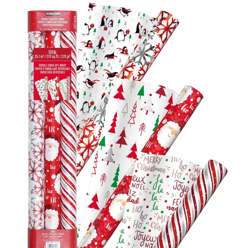KIRKLAND SIGNATURE - Ensemble de 3 Rouleaux de Papier d'Emballage Réversible