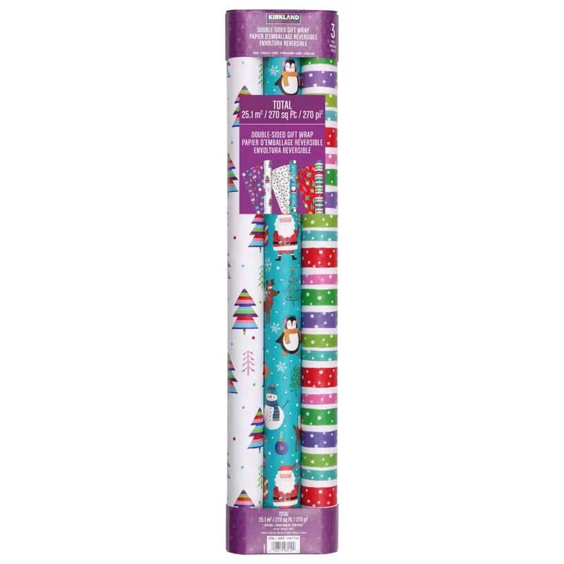 KIRKLAND SIGNATURE - Ensemble de 3 Rouleaux de Papier d'Emballage Réversible