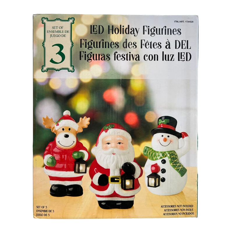 Ensemble de 3 Figurines des Fêtes à Del