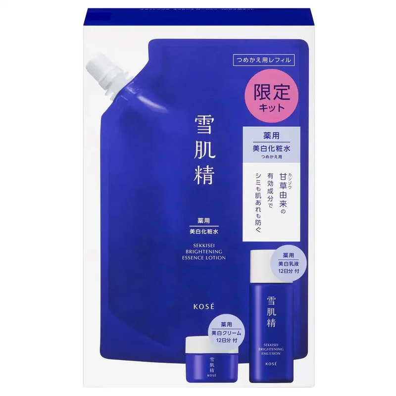 Sekkisei Whitening Lotion Kit: Brightening Essence Emulsion Cream - 310ml Refill