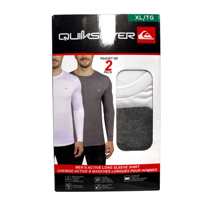 QUIKSILVER - Paquet de 2 Chandails Actifs à Manches Longues pour Homme