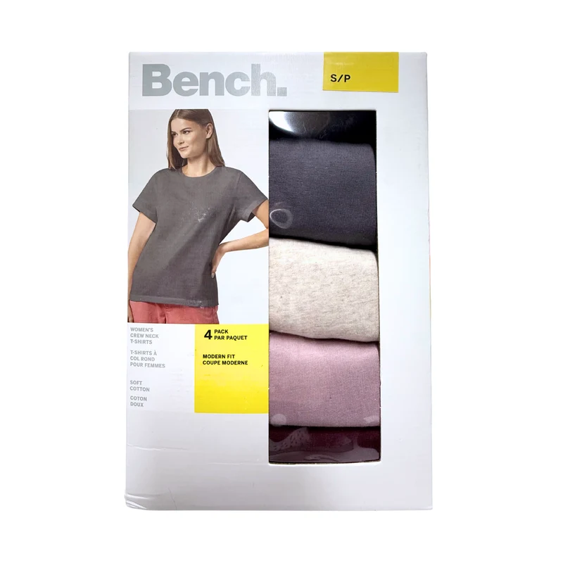 BENCH - Paquet de 4 T-Shirts à Col Rond pour Femme