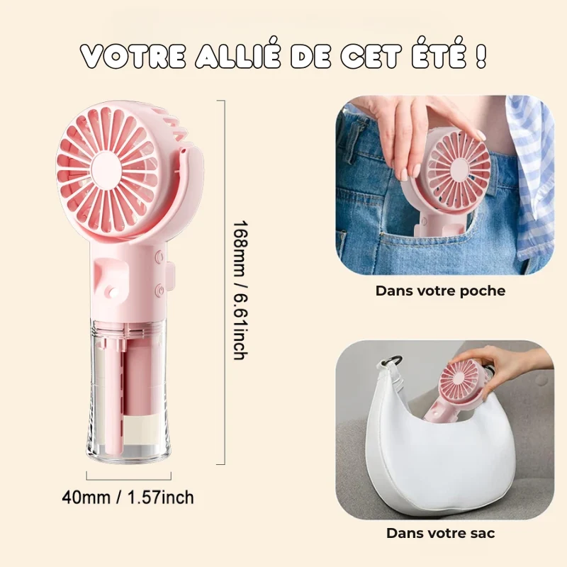Ventilateur Portatif Silencieux à Brumisation Nano